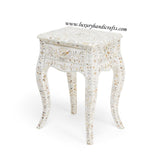Mother Of Pearl Curved Long Leg Side Table White 2